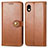 Leather Case Stands Flip Cover Holder S05D for Sony Xperia Ace III Brown