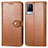 Leather Case Stands Flip Cover Holder S05D for Vivo V21 5G Brown