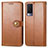 Leather Case Stands Flip Cover Holder S05D for Vivo V21e 5G Brown