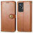 Leather Case Stands Flip Cover Holder S05D for Vivo X70 5G Brown