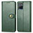 Leather Case Stands Flip Cover Holder S05D for Vivo Y21a Green