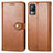 Leather Case Stands Flip Cover Holder S05D for Vivo Y73 (2021) Brown