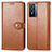 Leather Case Stands Flip Cover Holder S05D for Vivo Y76 5G Brown