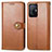 Leather Case Stands Flip Cover Holder S05D for Xiaomi Mi 11T Pro 5G Brown