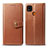 Leather Case Stands Flip Cover Holder S05D for Xiaomi POCO C3 Brown