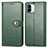 Leather Case Stands Flip Cover Holder S05D for Xiaomi Poco C51 Green