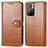 Leather Case Stands Flip Cover Holder S05D for Xiaomi Poco M4 Pro 5G Brown