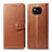 Leather Case Stands Flip Cover Holder S05D for Xiaomi Poco X3 NFC Brown