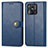 Leather Case Stands Flip Cover Holder S05D for Xiaomi Redmi 10 India Blue