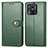 Leather Case Stands Flip Cover Holder S05D for Xiaomi Redmi 10 India Green