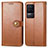 Leather Case Stands Flip Cover Holder S05D for Xiaomi Redmi K50 5G Brown