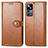 Leather Case Stands Flip Cover Holder S05D for Xiaomi Redmi K50 Ultra 5G Brown