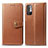 Leather Case Stands Flip Cover Holder S05D for Xiaomi Redmi Note 10 5G Brown