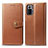 Leather Case Stands Flip Cover Holder S05D for Xiaomi Redmi Note 10 Pro 4G Brown