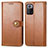 Leather Case Stands Flip Cover Holder S05D for Xiaomi Redmi Note 10 Pro 5G Brown