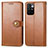 Leather Case Stands Flip Cover Holder S05D for Xiaomi Redmi Note 11 4G (2021) Brown