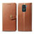 Leather Case Stands Flip Cover Holder S05D for Xiaomi Redmi Note 9 Brown