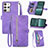 Leather Case Stands Flip Cover Holder S06D for HTC U23 5G Purple