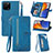 Leather Case Stands Flip Cover Holder S06D for Huawei Enjoy 50z Blue