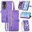 Leather Case Stands Flip Cover Holder S06D for Huawei Honor 80 5G Purple