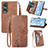 Leather Case Stands Flip Cover Holder S06D for Huawei Honor 80 Pro Flat 5G Brown