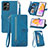 Leather Case Stands Flip Cover Holder S06D for Huawei Honor 80 SE 5G Blue