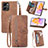 Leather Case Stands Flip Cover Holder S06D for Huawei Honor 80 SE 5G Brown