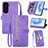 Leather Case Stands Flip Cover Holder S06D for Huawei Honor 90 Lite 5G Purple