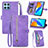 Leather Case Stands Flip Cover Holder S06D for Huawei Honor X6 5G Purple