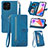 Leather Case Stands Flip Cover Holder S06D for Huawei Honor X6a Blue