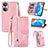 Leather Case Stands Flip Cover Holder S06D for Huawei Honor X7 Pink