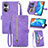 Leather Case Stands Flip Cover Holder S06D for Huawei Honor X7 Purple