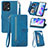 Leather Case Stands Flip Cover Holder S06D for Huawei Honor X7a Blue