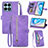 Leather Case Stands Flip Cover Holder S06D for Huawei Honor X8a 4G Purple