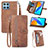 Leather Case Stands Flip Cover Holder S06D for Huawei Honor X8a 5G Brown