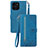 Leather Case Stands Flip Cover Holder S06D for Huawei Honor X8b Blue