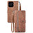 Leather Case Stands Flip Cover Holder S06D for Huawei Honor X8b Brown