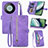 Leather Case Stands Flip Cover Holder S06D for Huawei Mate 60 Pro Purple