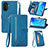 Leather Case Stands Flip Cover Holder S06D for Huawei Nova Y70 Blue