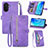 Leather Case Stands Flip Cover Holder S06D for Huawei Nova Y70 Plus Purple