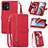 Leather Case Stands Flip Cover Holder S06D for Motorola Moto Edge Plus (2023) 5G Red