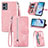 Leather Case Stands Flip Cover Holder S06D for Motorola Moto G 5G (2023) Pink