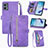 Leather Case Stands Flip Cover Holder S06D for Motorola Moto G 5G (2023) Purple