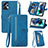 Leather Case Stands Flip Cover Holder S06D for Motorola Moto G13 Blue