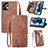 Leather Case Stands Flip Cover Holder S06D for Motorola Moto G13 Brown