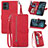 Leather Case Stands Flip Cover Holder S06D for Motorola Moto G14 Red