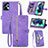 Leather Case Stands Flip Cover Holder S06D for Motorola Moto G23 Purple