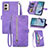 Leather Case Stands Flip Cover Holder S06D for Motorola Moto G53 5G Purple