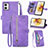 Leather Case Stands Flip Cover Holder S06D for Motorola Moto G73 5G Purple