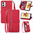 Leather Case Stands Flip Cover Holder S06D for Motorola Moto G73 5G Red